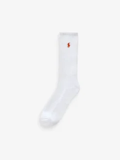 Polo Ralph Lauren Off White Ribbed Crew Socks 6 Pack