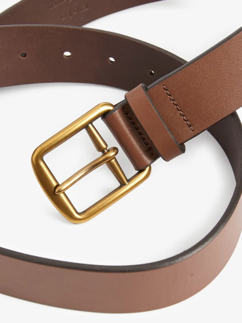 Polo Ralph Lauren Tan Brown Saddle Leather Logo Belt