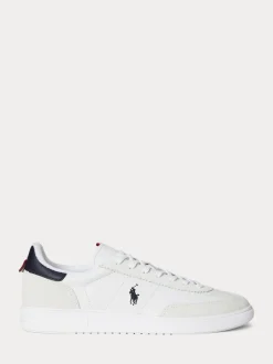 Polo Ralph Lauren White Bedford Suede Leather Mix Trainers