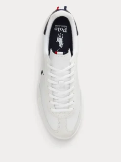 Polo Ralph Lauren White Bedford Suede Leather Mix Trainers