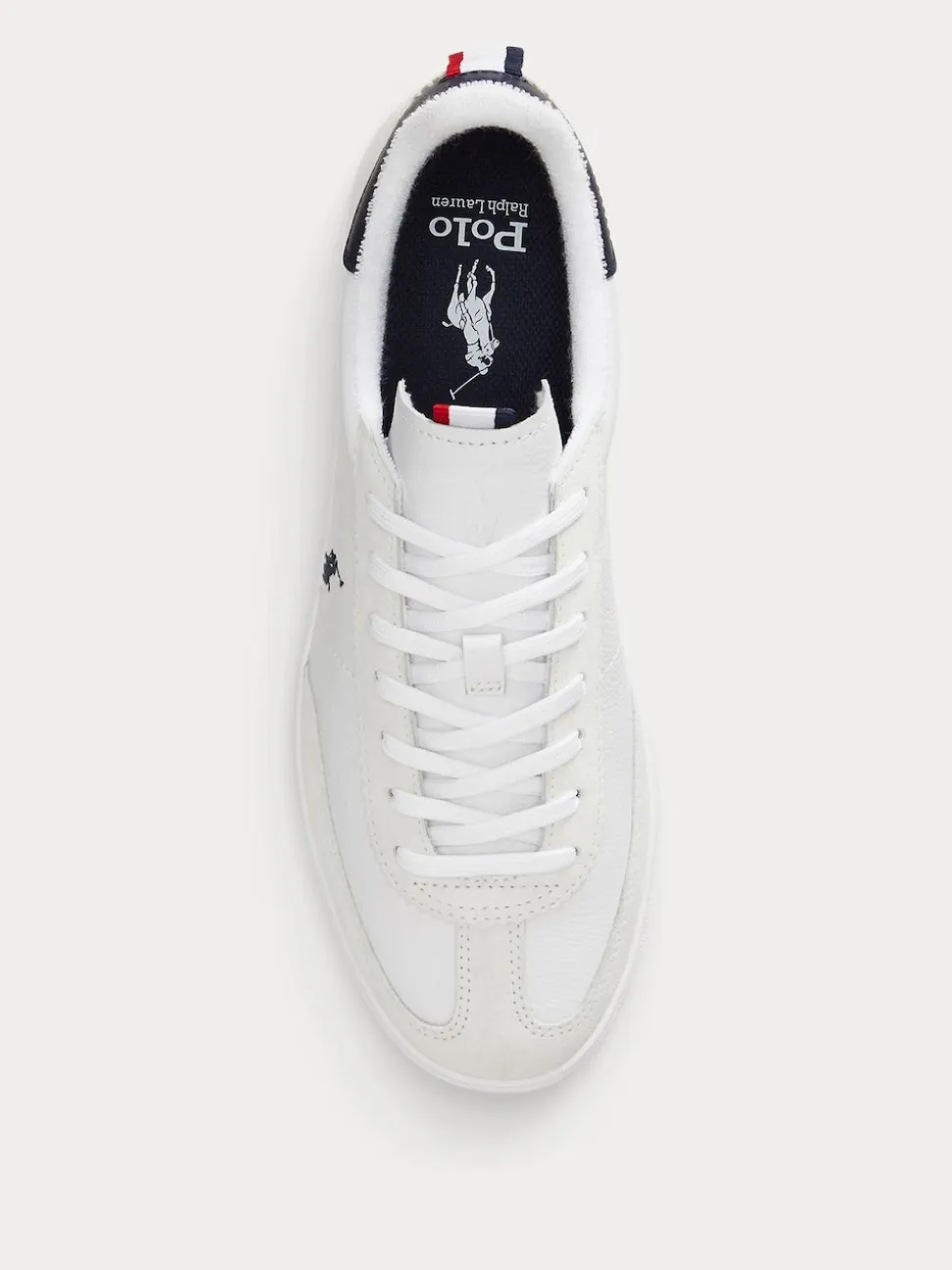 Polo Ralph Lauren White Bedford Suede Leather Mix Trainers