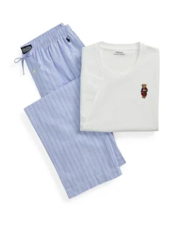 Polo Ralph Lauren White Polo Bear Stripe Pyjamas Set
