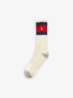 Polo Ralph Lauren White Striped-Cuff Crew Socks 3 Pack