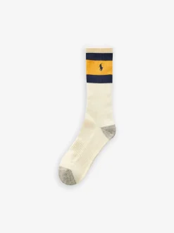 Polo Ralph Lauren White Striped-Cuff Crew Socks 3 Pack