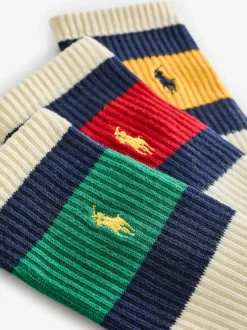 Polo Ralph Lauren White Striped-Cuff Crew Socks 3 Pack