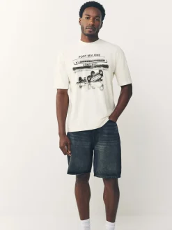 Post Malone White Regular Fit Band Graphic Print T-Shirt