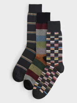 PS Paul Smith Black Olive Patterned Socks 3 Pack