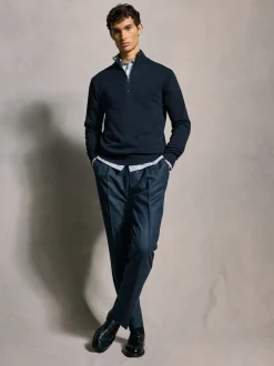 PS Paul Smith Navy Blue Quarter Zip Knit Jumper