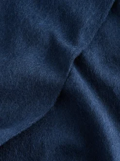 PS Paul Smith Navy Wool Zebra Print Logo Stripe Scarf