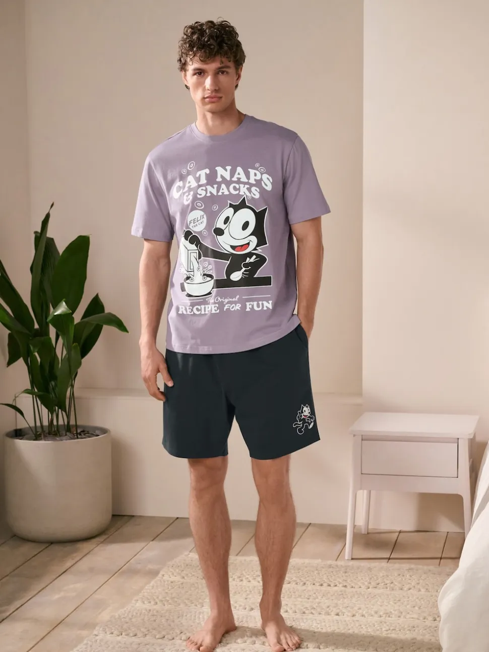 Purple Felix The Cat Jersey Short Pyjamas Set