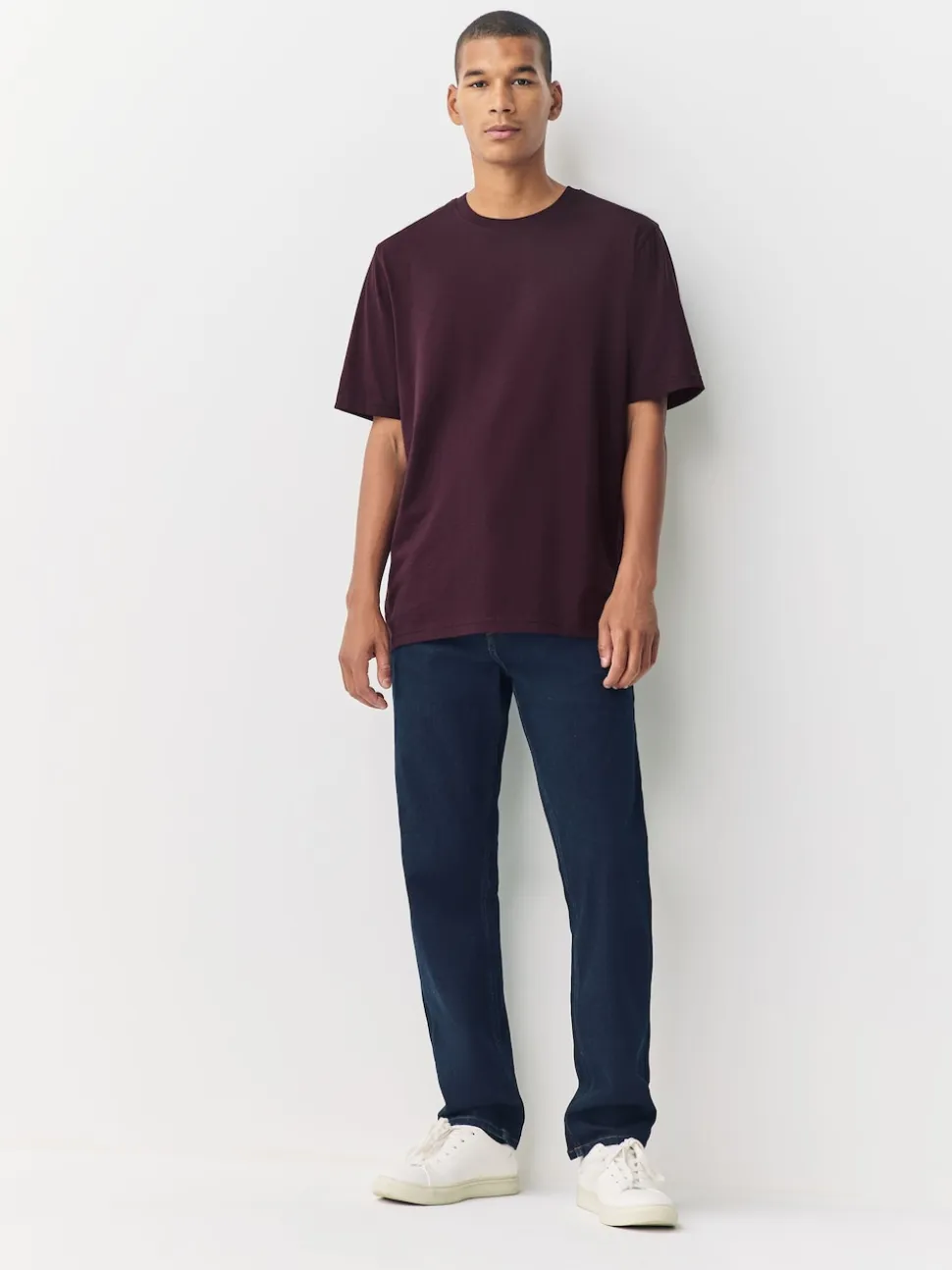 Purple Fig Regular Fit Essential Crew Neck Cotton T-Shirt