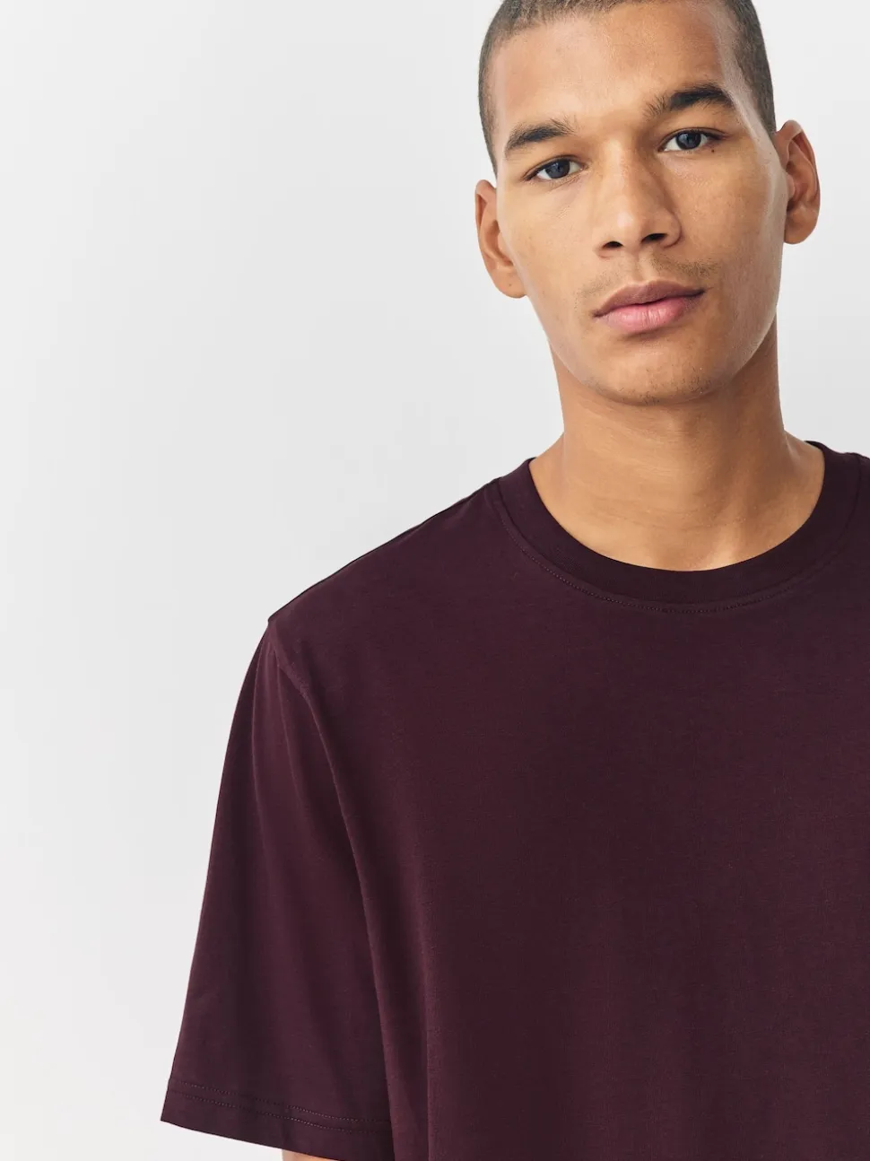 Purple Fig Regular Fit Essential Crew Neck Cotton T-Shirt