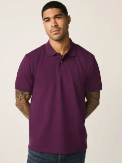 Purple Regular Fit Short Sleeve Pique Polo Shirt