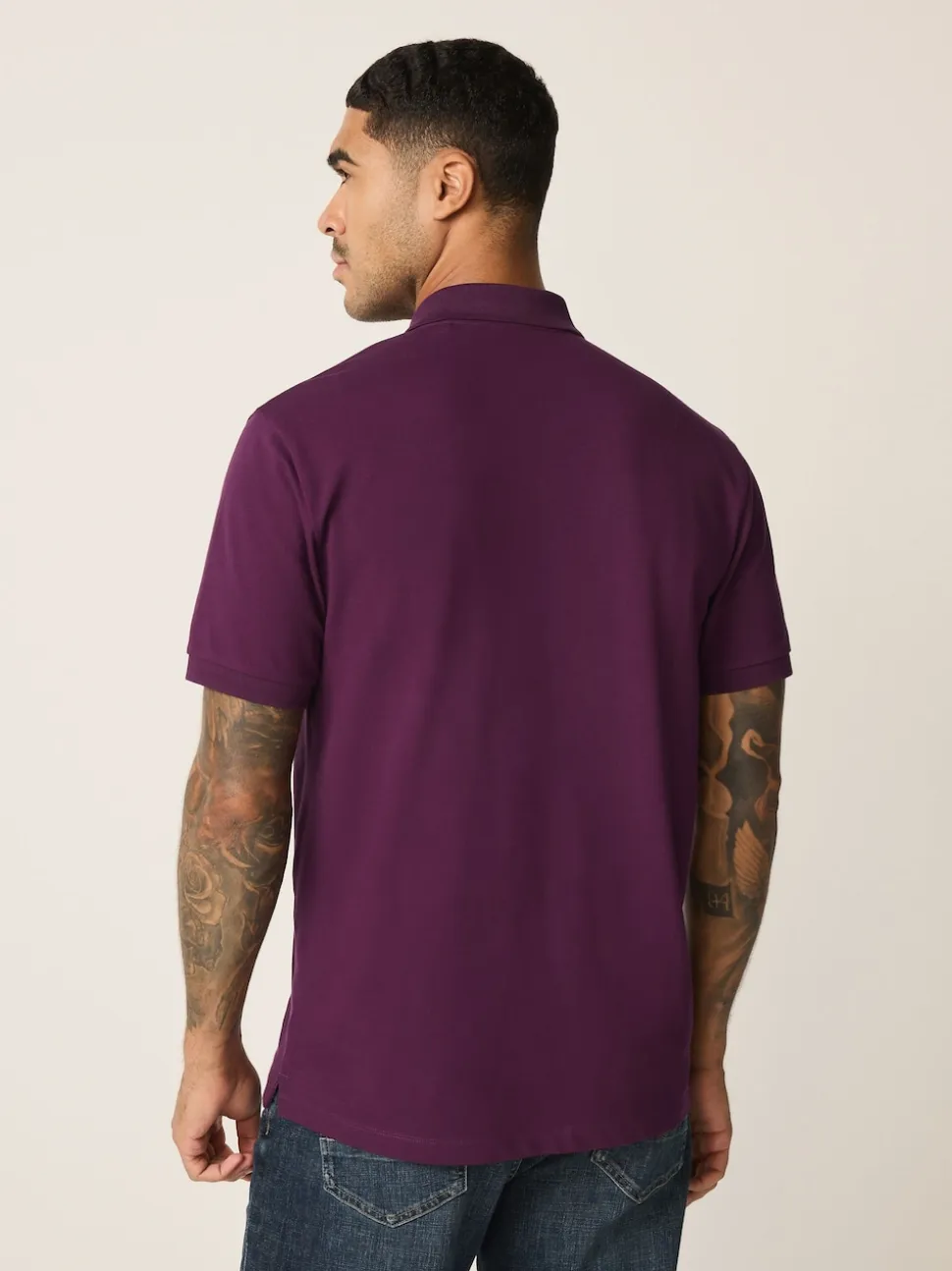 Purple Regular Fit Short Sleeve Pique Polo Shirt