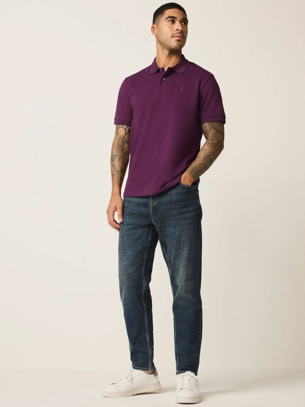 Purple Regular Fit Short Sleeve Pique Polo Shirt