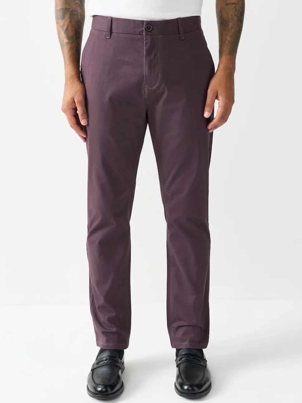 Purple Slim Fit Stretch Chinos Trousers