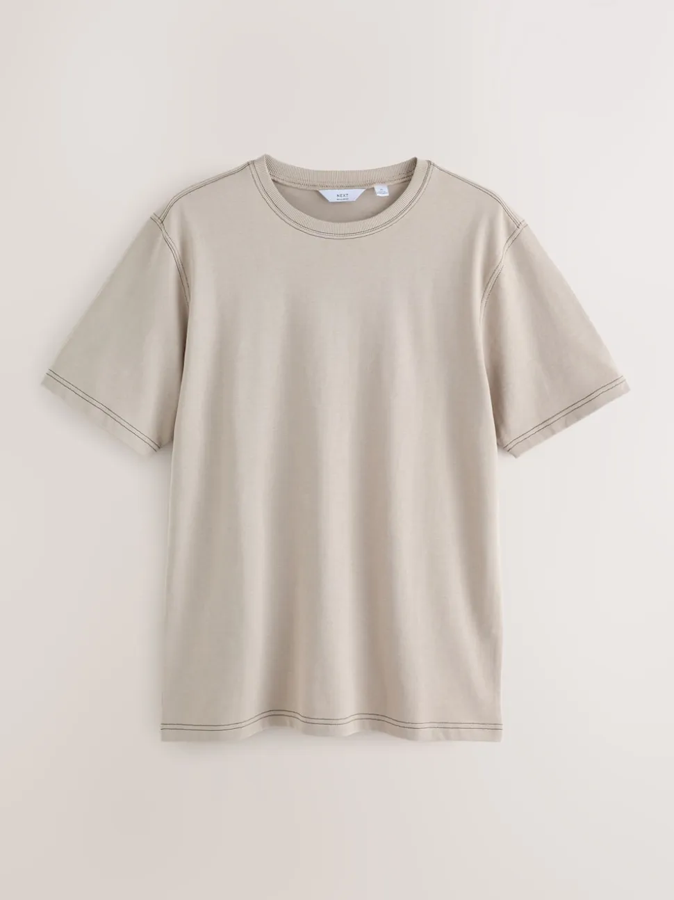 Putty Contrast Stitch Regular Fit Heavyweight T-Shirt
