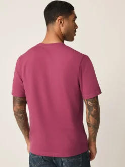 Raspberry Pink Regular Fit Essential Crew Neck Cotton T-Shirt