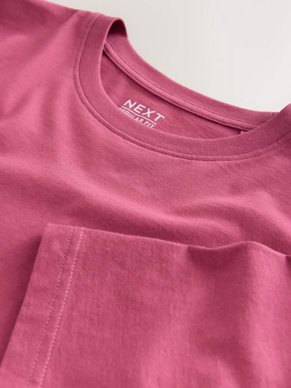 Raspberry Pink Regular Fit Essential Crew Neck Cotton T-Shirt