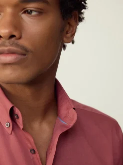Raspberry Pink Regular Fit Button Down Easy Iron Oxford Shirt