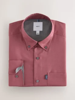 Raspberry Pink Regular Fit Button Down Easy Iron Oxford Shirt