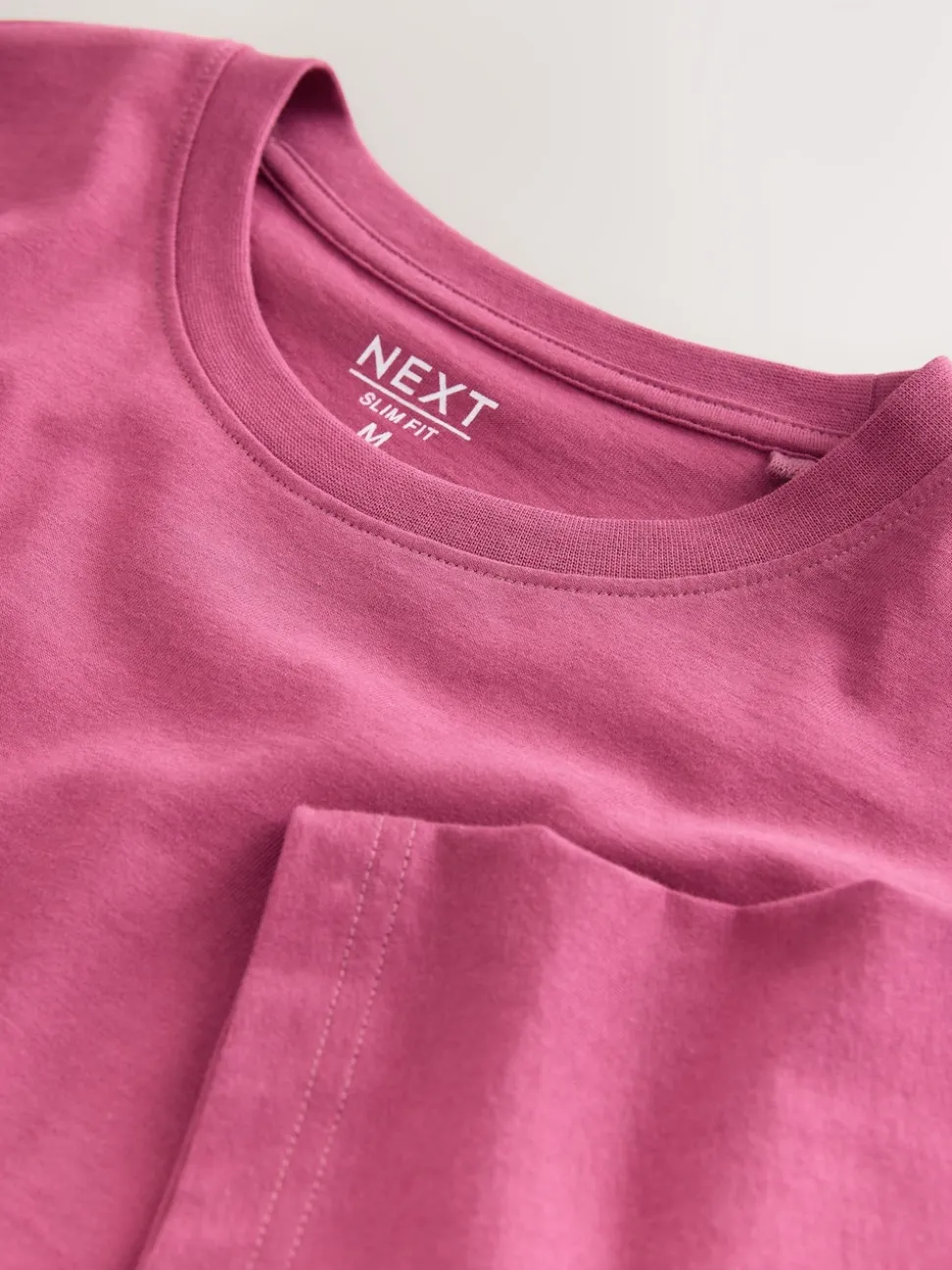 Raspberry Pink Slim Fit Essential Crew Neck Cotton T-Shirt