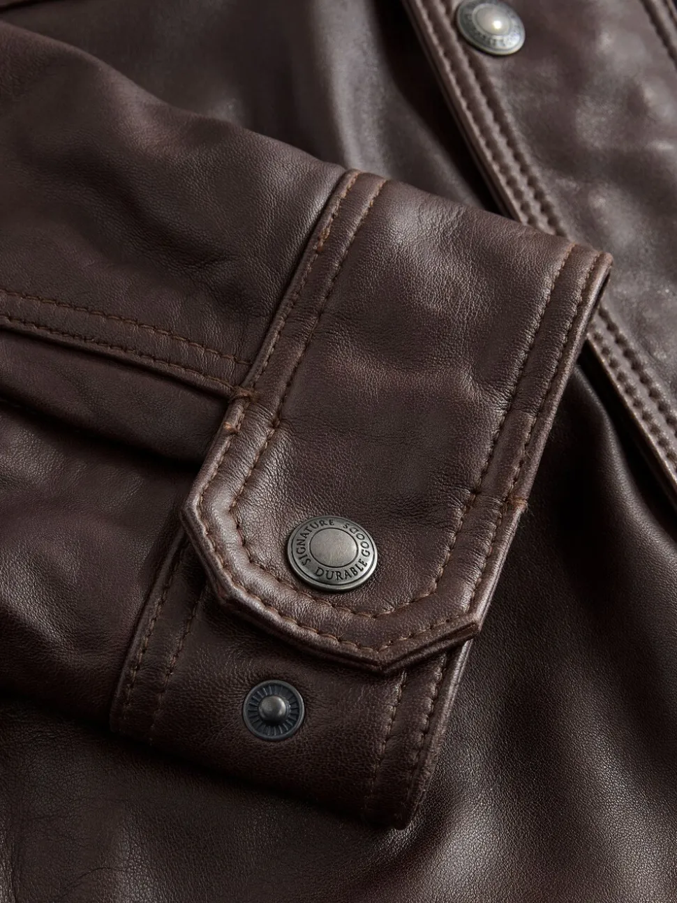 Red Brown Signature Four Pocket Leather Biker Jacket