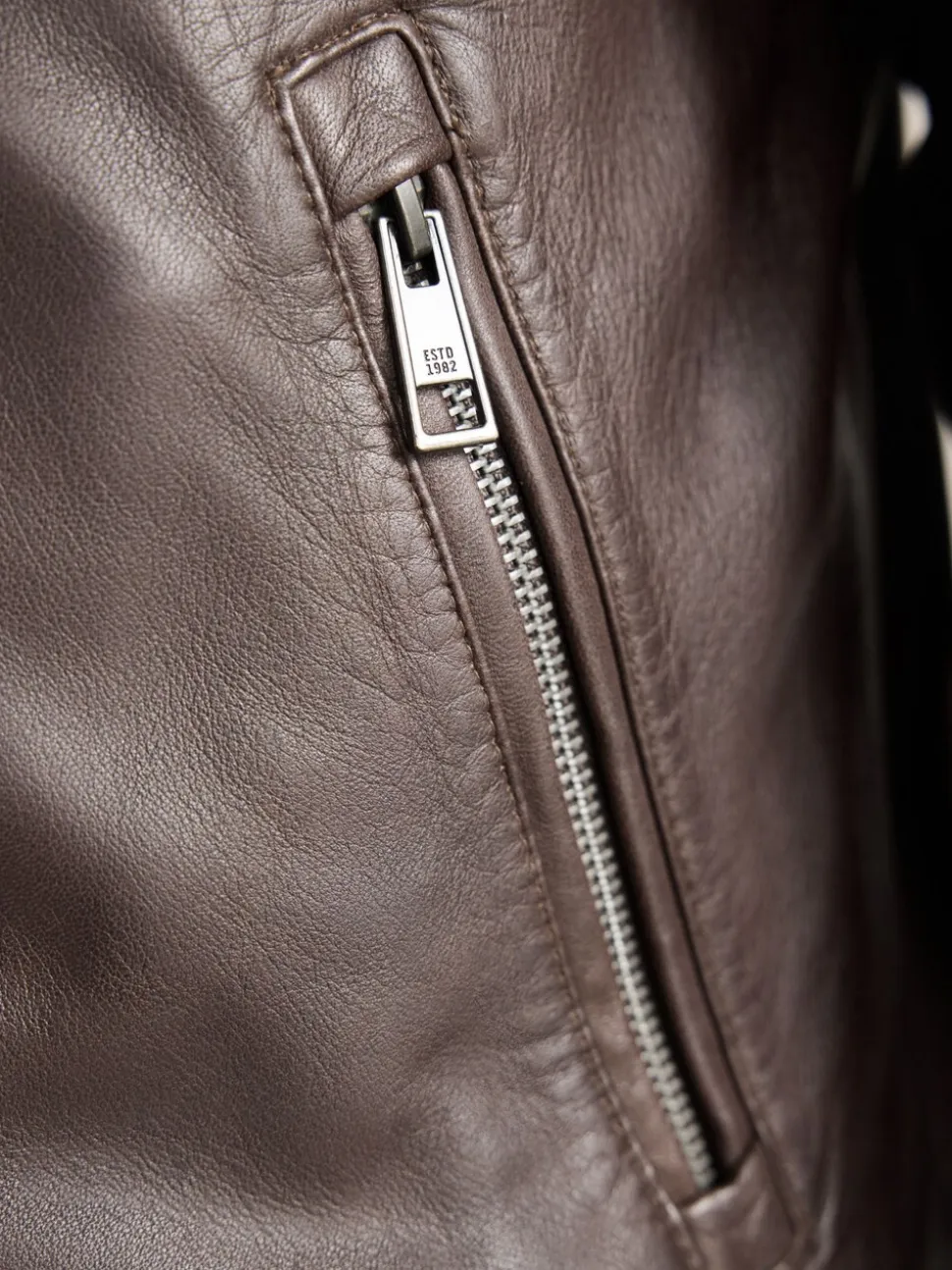 Red Brown Signature Four Pocket Leather Biker Jacket