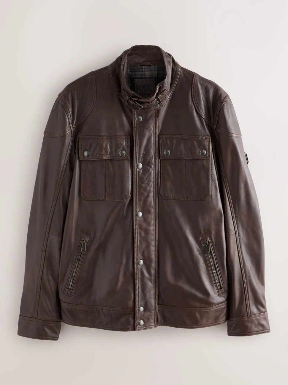 Red Brown Signature Four Pocket Leather Biker Jacket