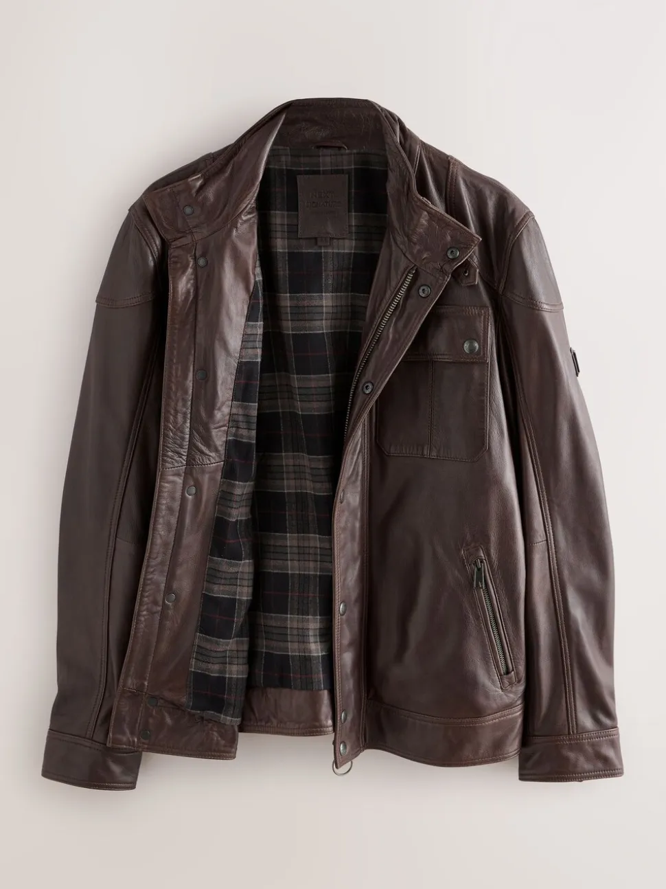 Red Brown Signature Four Pocket Leather Biker Jacket