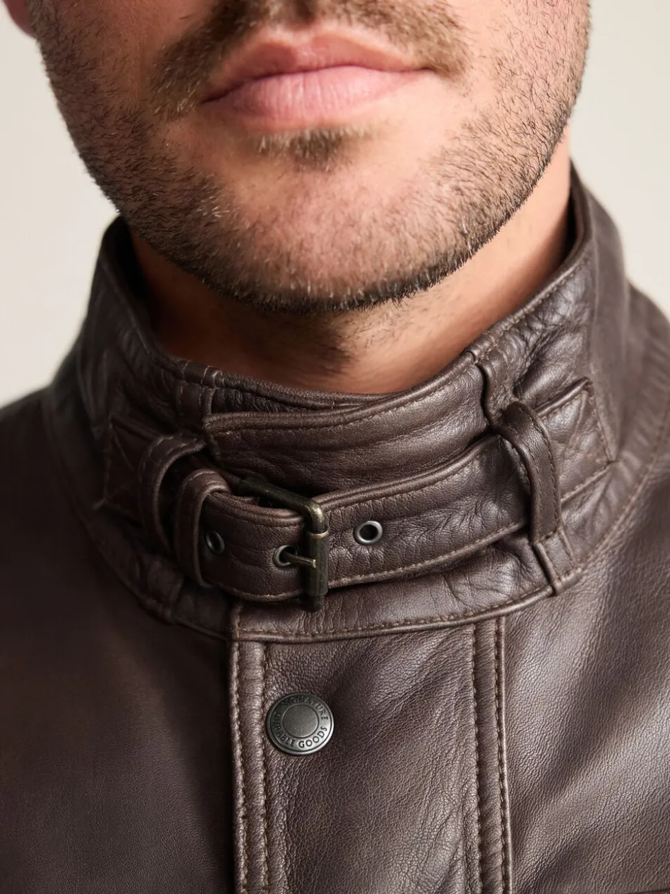 Red Brown Signature Four Pocket Leather Biker Jacket