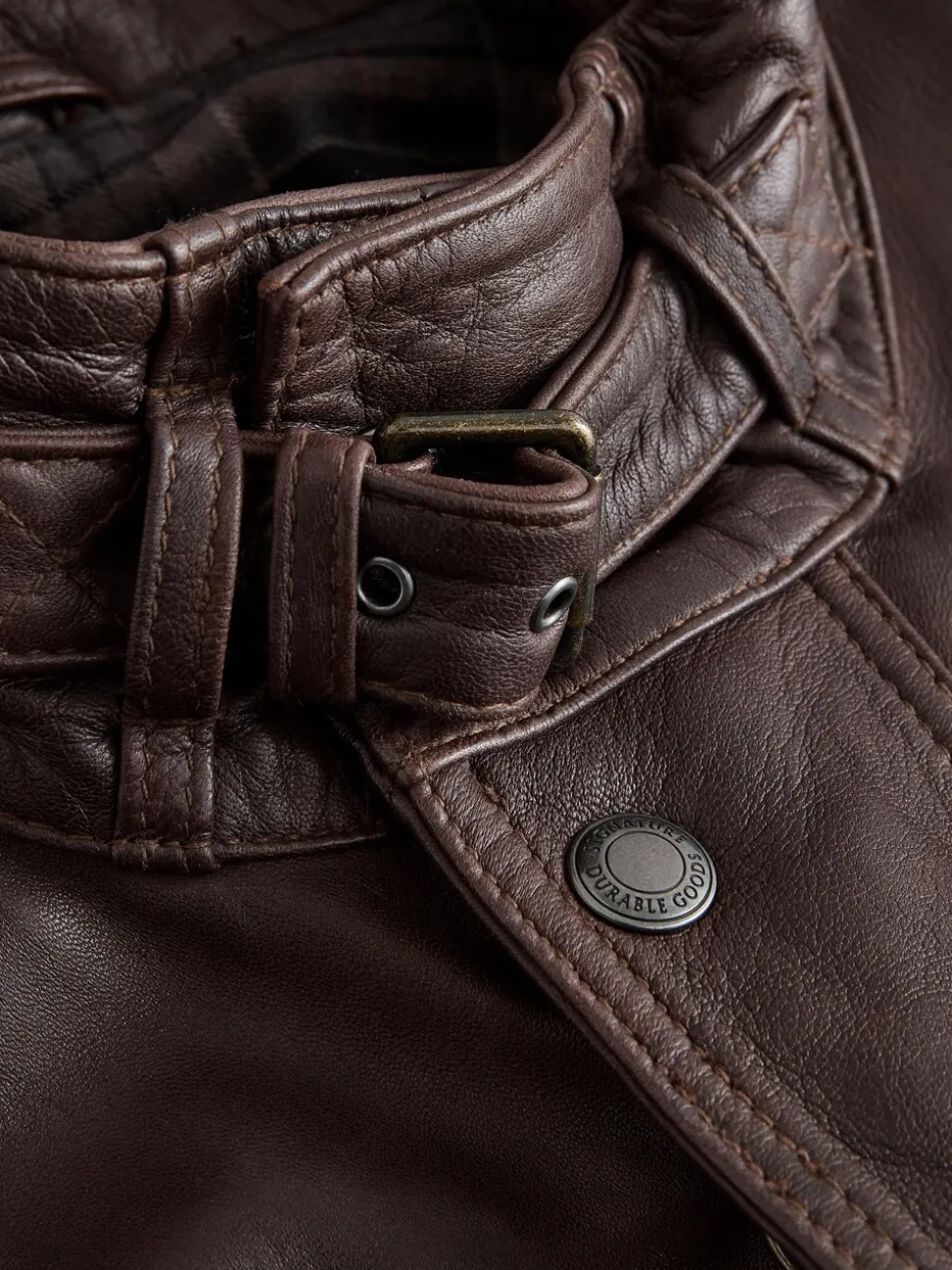Red Brown Signature Four Pocket Leather Biker Jacket