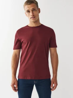Red Burgundy Regular Fit Essential Crew Neck Cotton T-Shirt