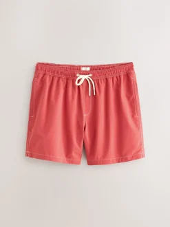 Red Contrast Stitch Swim Shorts
