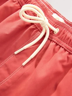 Red Contrast Stitch Swim Shorts