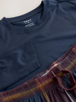 Red Long Sleeve Check Cuffed Pyjamas Set