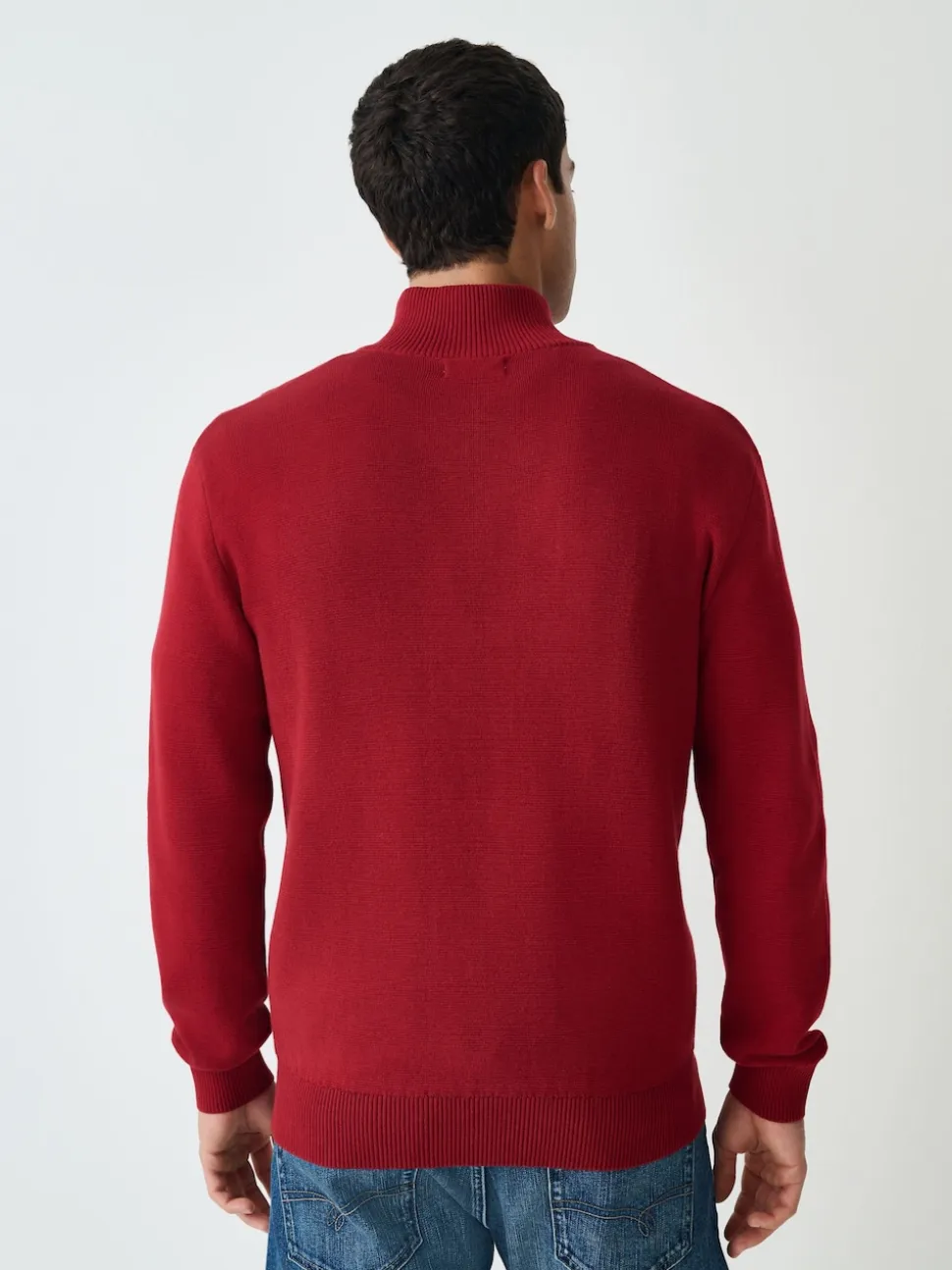 Red Plain N.Premium Regular Fit 100% Cotton Premium Quarter Zip Jumper