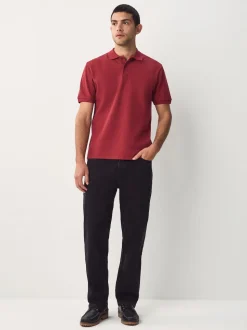 Red Regular Fit Textured Smart Polo Shirt