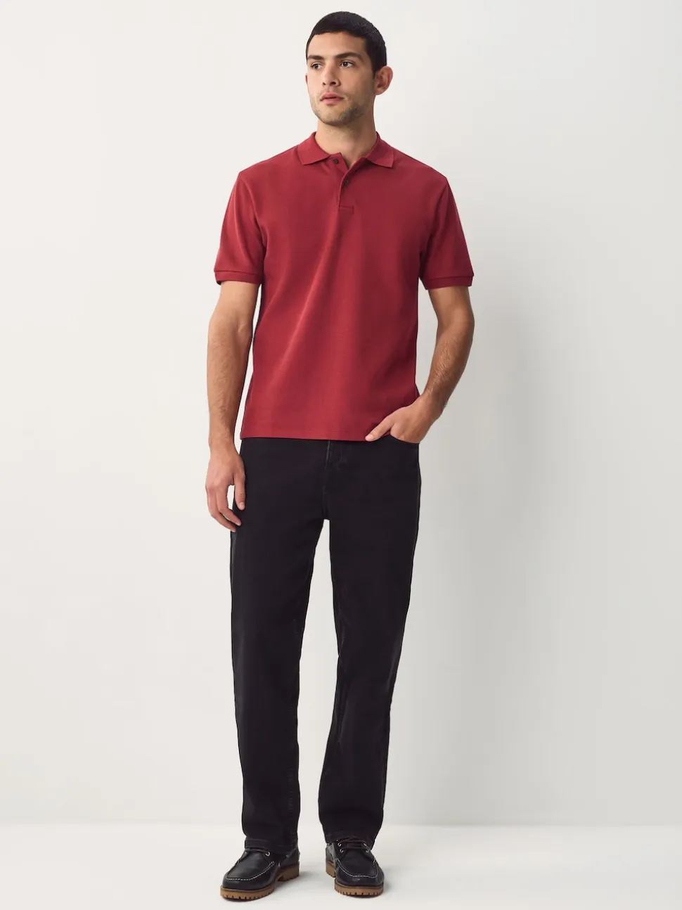 Red Regular Fit Textured Smart Polo Shirt