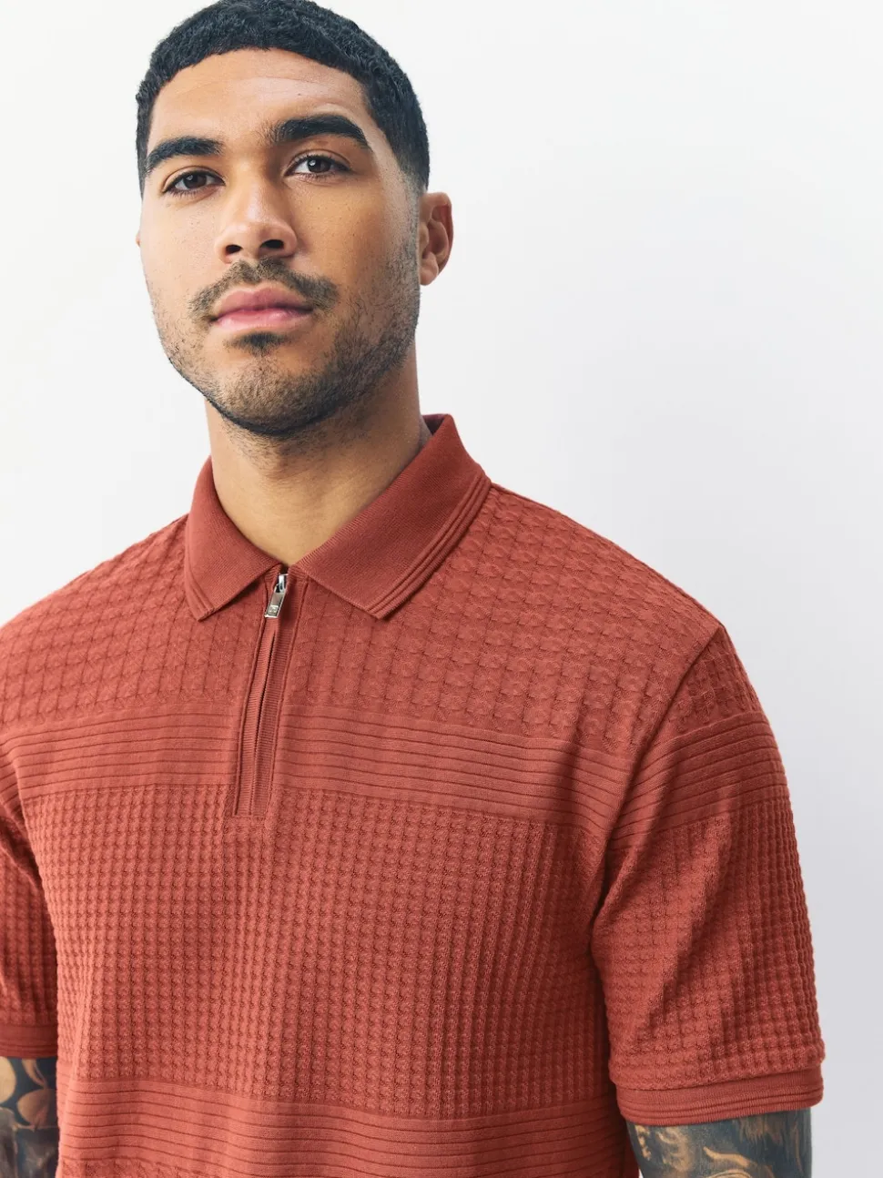 Red Rust Regular Fit N.Premium Smart Jaquard Polo Shirt