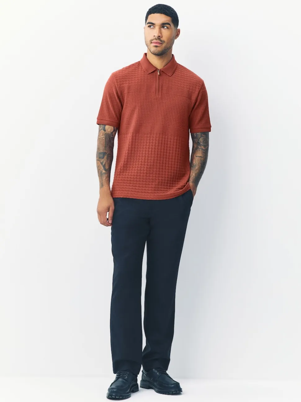 Red Rust Regular Fit N.Premium Smart Jaquard Polo Shirt