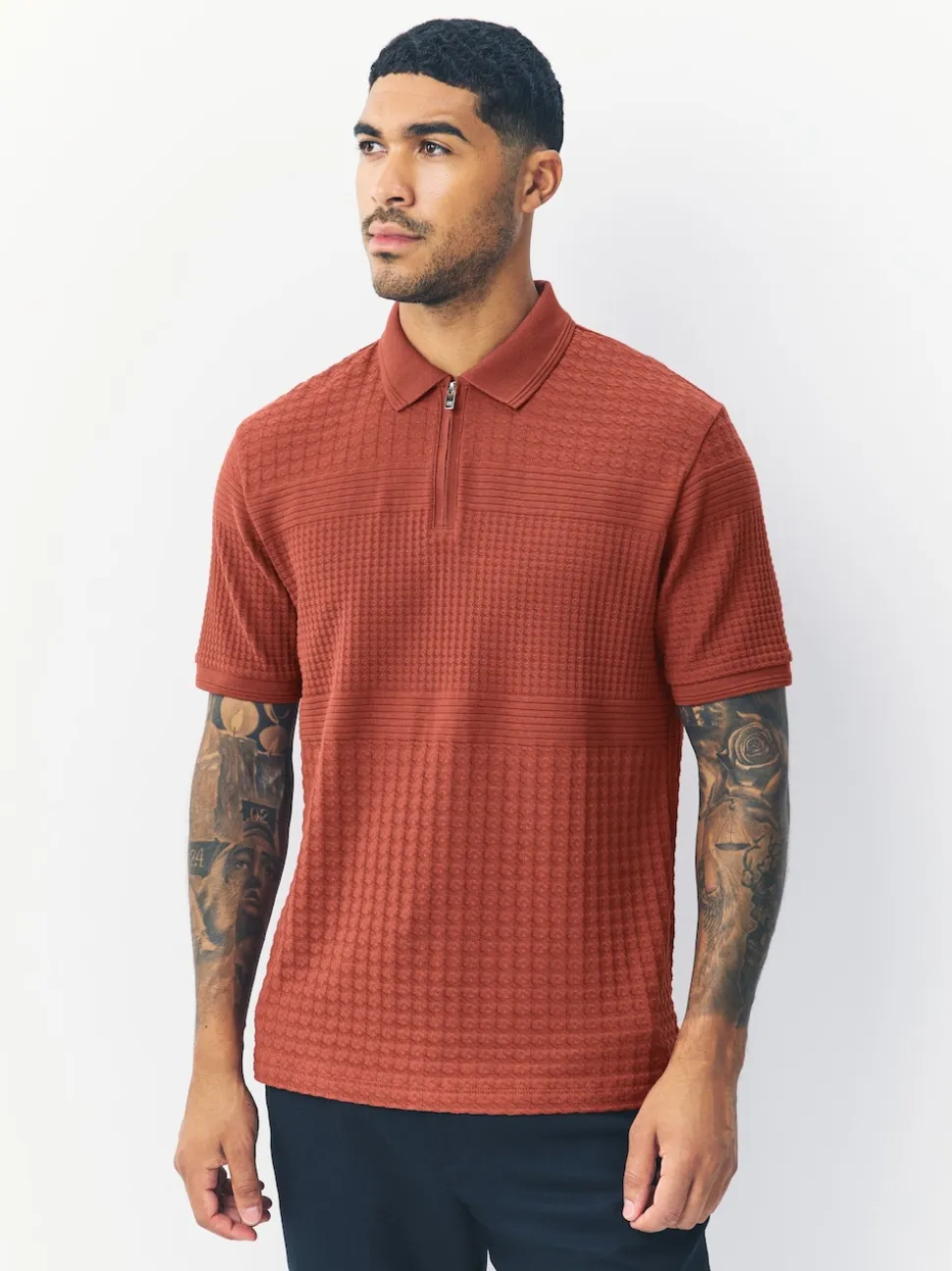 Red Rust Regular Fit N.Premium Smart Jaquard Polo Shirt