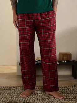 Red Tartan Check Woven Short Sleeve Pyjamas Set
