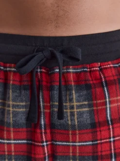 Red Tartan Thermal Fleece Cuffed Check Pyjama Bottoms