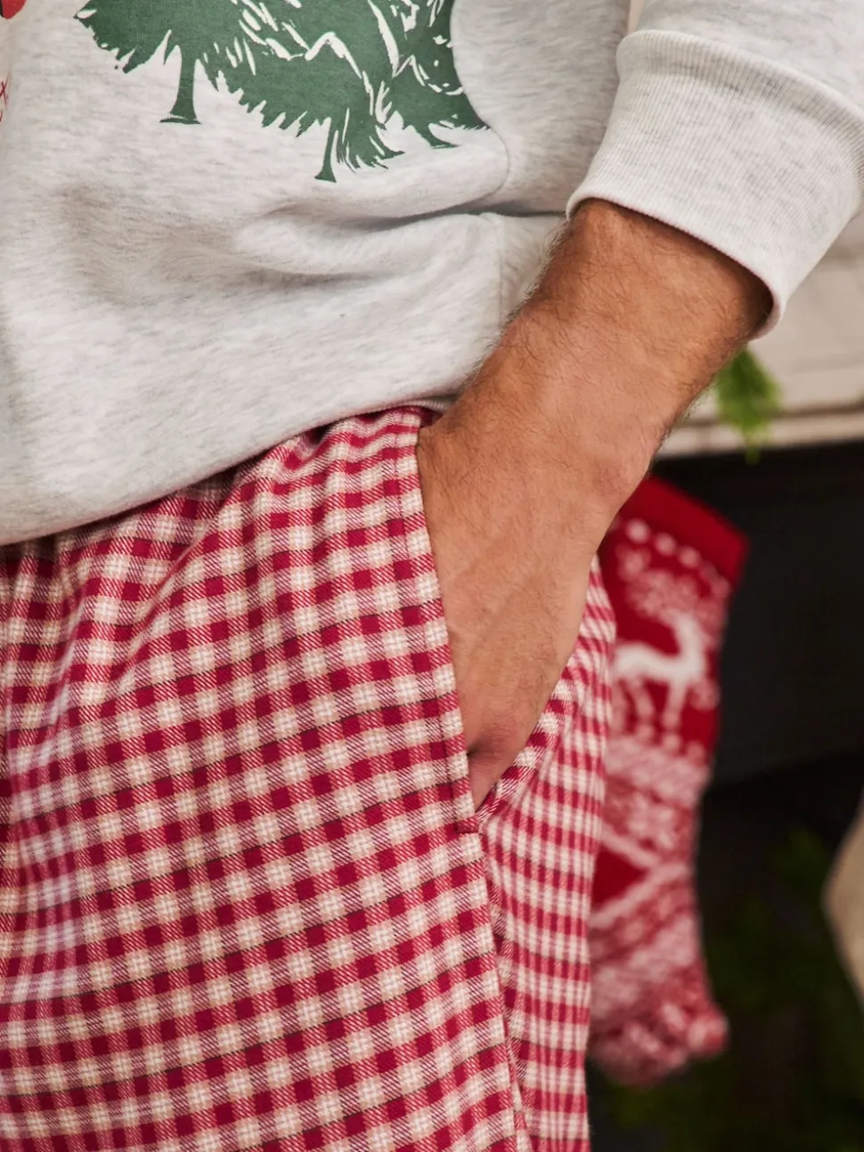 Red Truck Matching Family Christmas Sweatshirt and Flannel Pyjamas