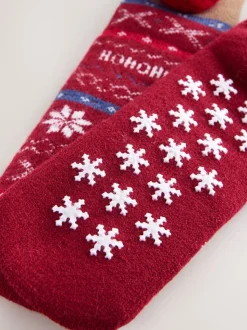 Red/Brown Rudolph Slipper Socks 1 Pack