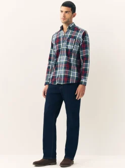 Red/Green Regular Fit Easy Iron Button Down Oxford Shirt