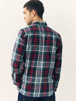 Red/Green Regular Fit Easy Iron Button Down Oxford Shirt