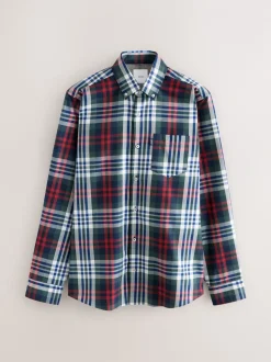 Red/Green Regular Fit Easy Iron Button Down Oxford Shirt