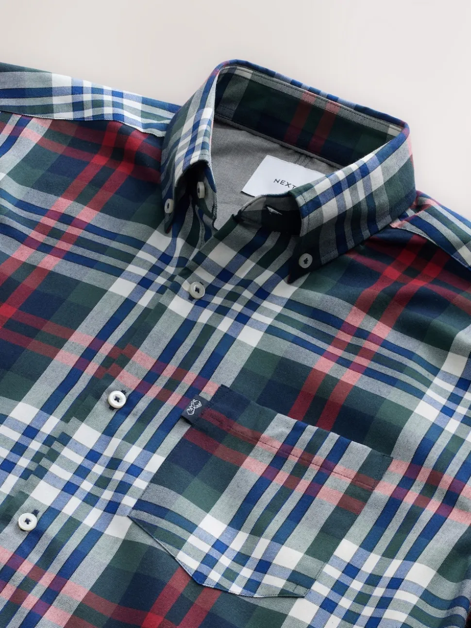 Red/Green Regular Fit Easy Iron Button Down Oxford Shirt
